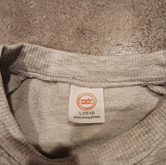 Girls Size 10-12 Gray Sweater with Flowers on Sleeves - Picture 4 of 4